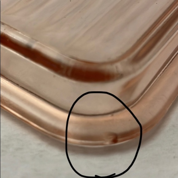 Vintage Pink Depression Glass MCM Tray with Handles - Picture 5 of 6